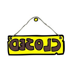 comic cartoon closed shop sign N3