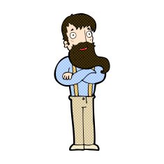 comic cartoon bearded hipster man N3