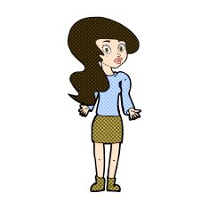 comic cartoon woman shrugging shoulders N134