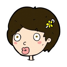 comic cartoon surprised female face N18