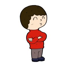 comic cartoon boy with folded arms N6