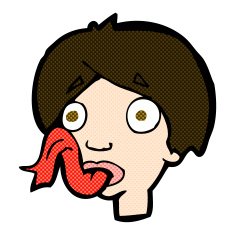 comic cartoon head sticking out tongue N3