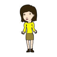 comic cartoon woman shrugging shoulders N135