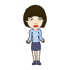 comic cartoon woman shrugging shoulders N136