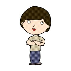 comic cartoon happy man with folded arm N3