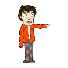 comic cartoon terrified man pointing N3