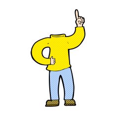 comic cartoon headless body with raised hand N3