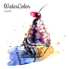 Vector hand painting watercolor dessert Eps10 N4