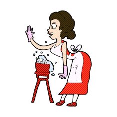 comic cartoon housewife washing up N3