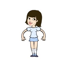 comic cartoon woman shrugging shoulders N137