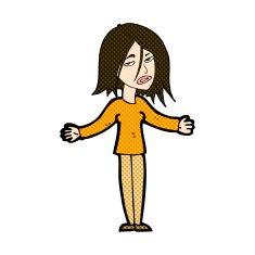 comic cartoon woman shrugging shoulders N138