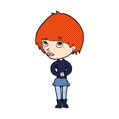 comic cartoon nervous woman N9