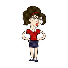 comic cartoon woman with hands on hips N67