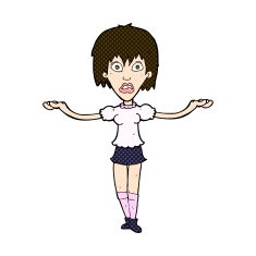 comic cartoon woman shrugging shoulders N139