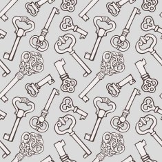 Seamless pattern with outline vintage keys N5
