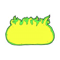 comic cartoon green fire border N2