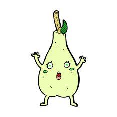 comic cartoon frightened pear N3