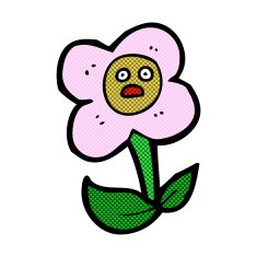 comic cartoon flower with face N6