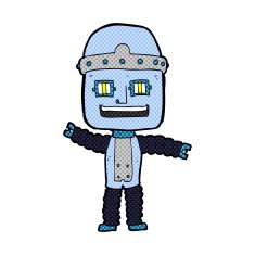 comic cartoon waving robot N6