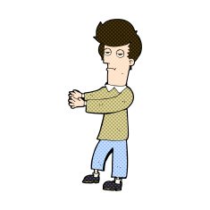 comic cartoon bored man showing the way N3