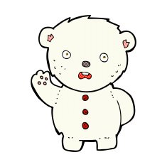 comic cartoon unhappy polar teddy bear