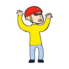 comic cartoon security man panicking N3