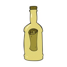 comic cartoon letter in a bottle N7