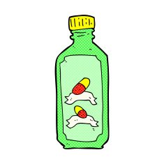 comic cartoon old bottle of pills N3
