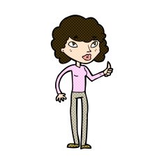 comic cartoon woman giving thumbs up symbol N21