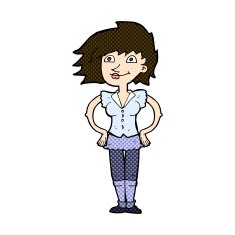 comic cartoon woman with hands on hips N68