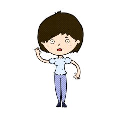 comic cartoon waving woman N42