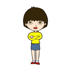 comic cartoon woman with crossed arms N14