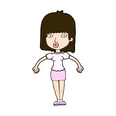 comic cartoon woman shrugging shoulders N140