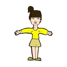 comic cartoon woman shrugging shoulders N141