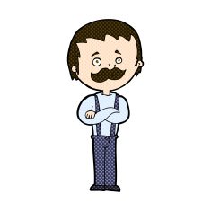 comic cartoon man with mustache N26