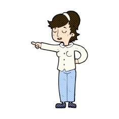 comic cartoon friendly woman pointing N3
