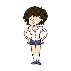 comic cartoon surprised woman with hands on hips N3