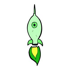 comic cartoon space rocket N13