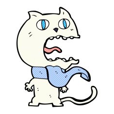 comic cartoon frightened cat N7