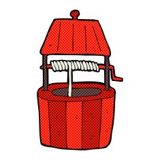 comic cartoon wishing well N6