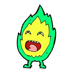 comic cartoon flame character N3