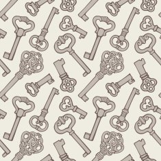 Seamless pattern with outline vintage keys N6