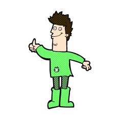 comic cartoon positive thinking man in rags N3