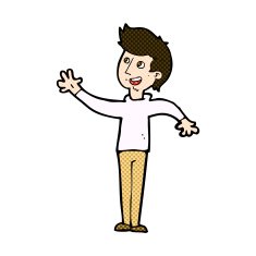 comic cartoon man waving N9