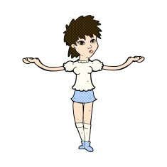 comic cartoon woman shrugging shoulders N144