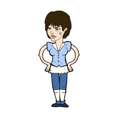 comic cartoon tough woman with hands on hips N3