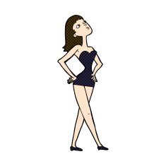 comic cartoon woman in party dress N3