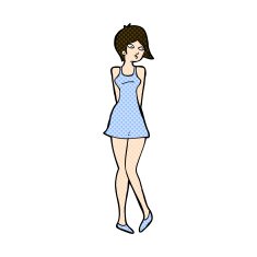 comic cartoon pretty woman in dress N14