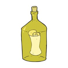 comic cartoon letter in bottle N3