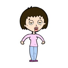 comic cartoon woman shrugging shoulders N146